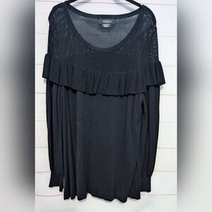 Michel Studio Elegant Black 🖤 🖤 Mesh Knit , Balloon 🎈 Sleeve Sweater 2X